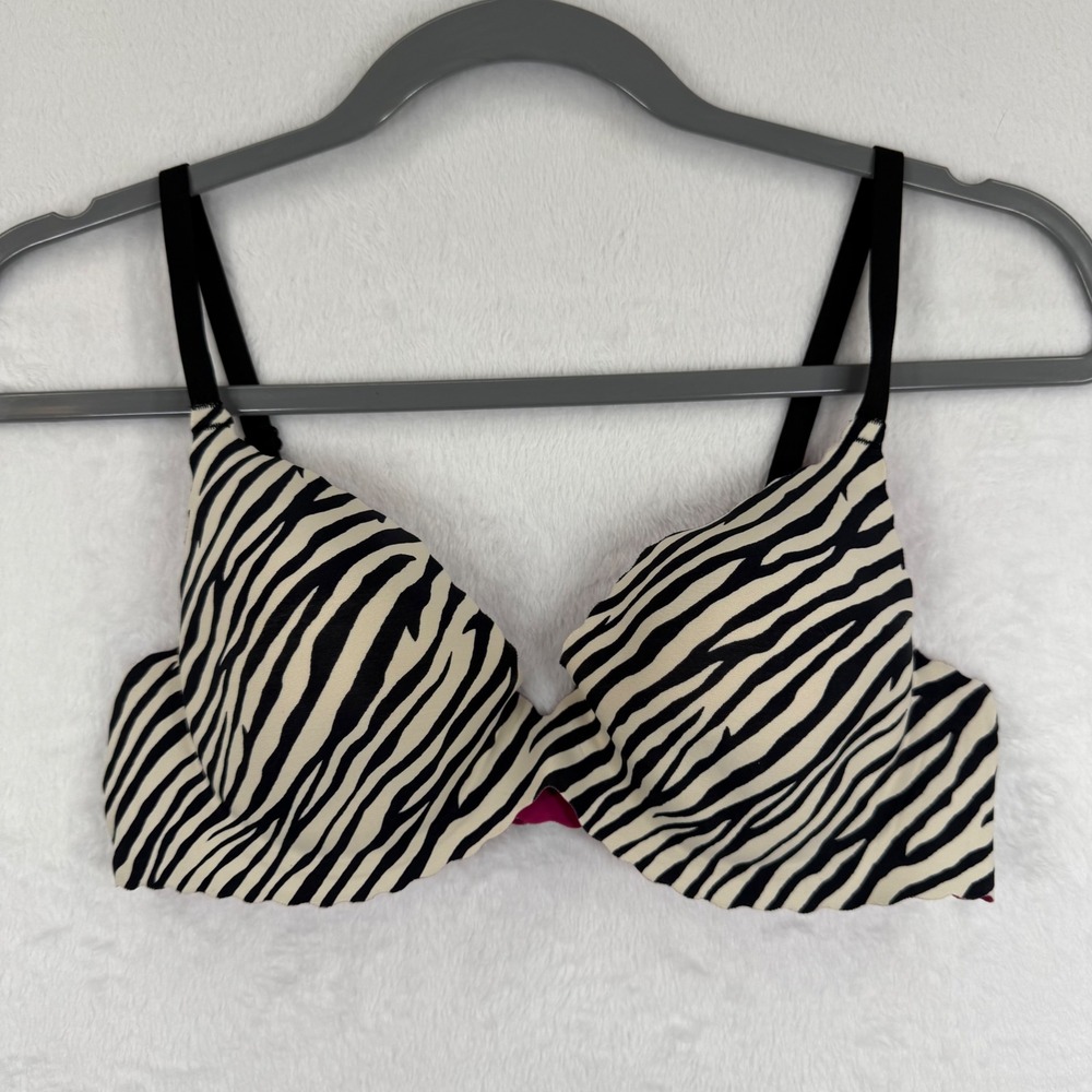 Maidenform 36B Bra Zebra Print Pink Everyday Comfort Adjustable Black Straps
